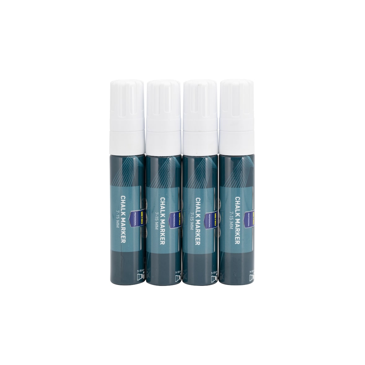 METRO Professional Marqueur craie , 7-15 mm, avec pointe jumbo, blanc, 4 pièces