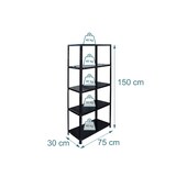 thumbnail of Relaxdays Lagerregal, Stahl, HBT: 150x75x30 cm, 200 kg, 5 Ebenen, Keller, Garage & Werkstatt, Schwerlastregal, schwarz