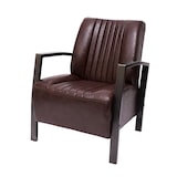 thumbnail of Fauteuil HWC-H10, loungestoel gestoffeerde fauteuil, metalen industrieel ontwerp ~ vintage bruin