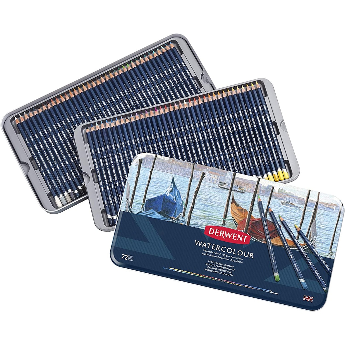 DERWENT Watercolour Set di 72 Matite Acquerellabili per Disegnare, per Sfumare e Stratificare, con Astuccio in Metallo, Qualità Professionale, 32889