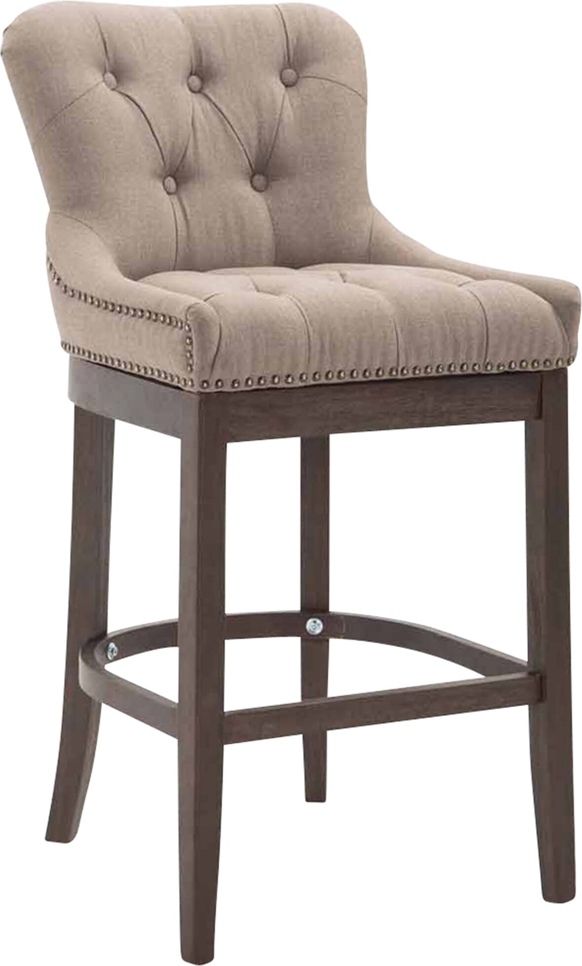 Barhocker KAGAD - Stoff Taupe 55x57x109 cm Dunkelbraun | Barstuhl Mit Lehne Tresenhocker Tresenstuhl Kneipenhocker Kneipenstuhl