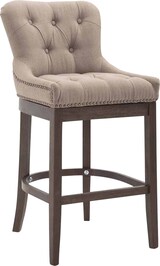 thumbnail of Barhocker KAGAD - Stoff Taupe 55x57x109 cm Dunkelbraun | Barstuhl Mit Lehne Tresenhocker Tresenstuhl Kneipenhocker Kneipenstuhl