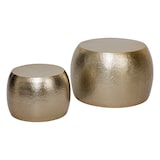 thumbnail of Lot de 2 Tables basses en métal doré martelé D 70 et D 50 cm