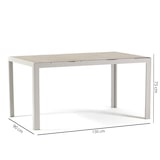 thumbnail of Rechteckiger Tisch 150x90 cm für Innen- und Außenbereich, aus Aluminium und Glas, für Küche, Esszimmer, Garten, 6 Personen–MILO–Weiß/Stein
