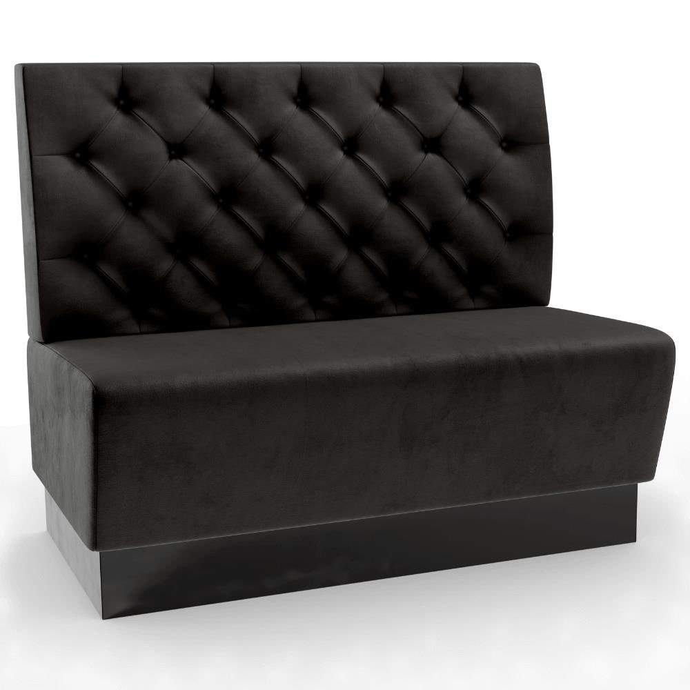 Gastro Sitzbank Amsterdam | 160 cm breit | Samtstoff in Schwarz | Chesterfield | Dinerbank