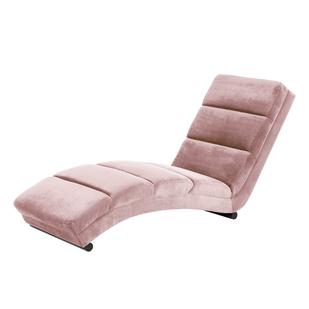 SalesFever Relaxliege | Stoffbezug in Samt-Optik | Gestell Metall schwarz | B 60 x T 170 x H 82 cm | rose