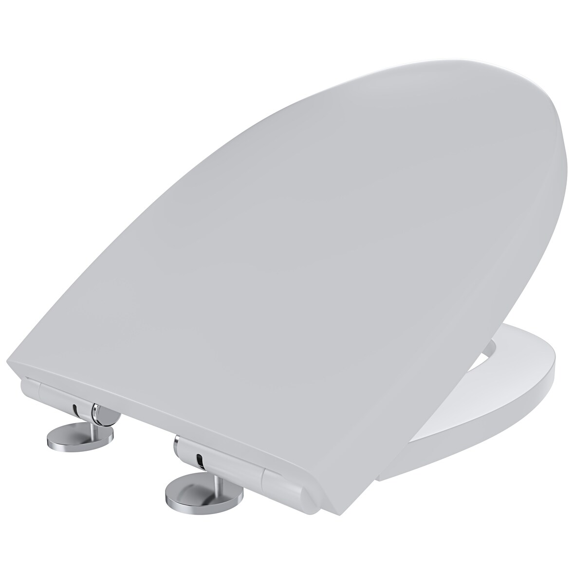 Sedile WC Copriwater Tavoletta UNIVERSALE Rapido Montaggio Con Soft Close Chiusura Ammortizzata In Plastica Antibatterica 458x370 Mm Bianco (Forma O)