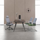 thumbnail of Conjunto de 2 sillas para sala de espera oficina reuniones, conferencias y estudio asiento ergonómico acolchado con reposabrazos tejido transpirable