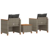 thumbnail of vidaXL 3-tlg. Bistro-Set mit Kissen Grau Poly Rattan Akazienholz