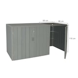 thumbnail of 1er WPC-Mülltonnenverkleidung Erweiterung HWC-J28, Premium Mülltonnenbox, Metall Holzoptik ~ braun