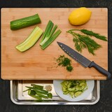 thumbnail of Bambus Schneidebrett - 49x37x8 cm mit Edelstahl Auffangschale - Holz Brett Natur