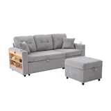 thumbnail of Merax 3-Sitzer-Schlafsofa mit Schlaffunktion, Mehrfunktionales Cord-Sofa mit  USB-C, Hellgrau