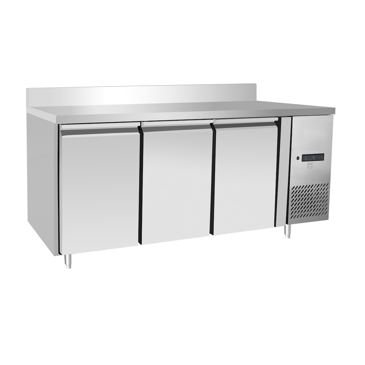 METRO Professional Table réfrigérée GCC3100BS, Inox, 179.5x70x85cm, 334L, refroidissement par air, 400W, dégivrage automatique, avec serrure, argenté