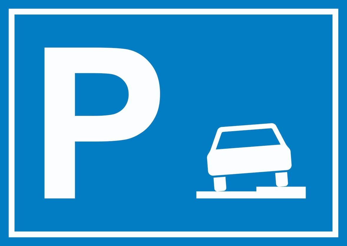 Gehweg Parkplatz Schild waagerecht A5 Rückseite selbstklebend