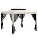 thumbnail of Outsunny Pérgola de Jardim com 4 Mosquiteiras Teto Duplo 8 Orifícios de Drenagem e Estrutura de Metal 297x297x268 cm Creme