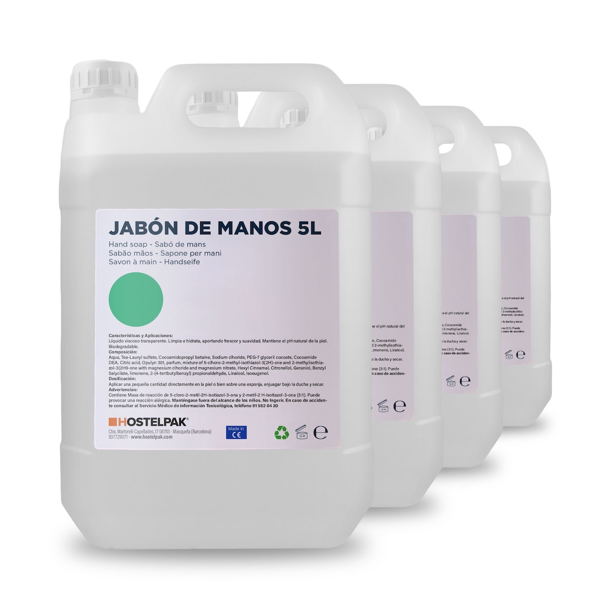 Jabón de manos - Colección EcoStay - 4 x 5L - Amenities hotel, Cuidado personal, pH neutro, hidratante