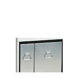 thumbnail of PROREGAL Wertstoffsammler doppel, selbstschließenden Einwurfklappen, 1x 30L + 1x 60L, HxBxT 92x58x38cm, Grau/Blau, Abfallsammler Abfalleimer