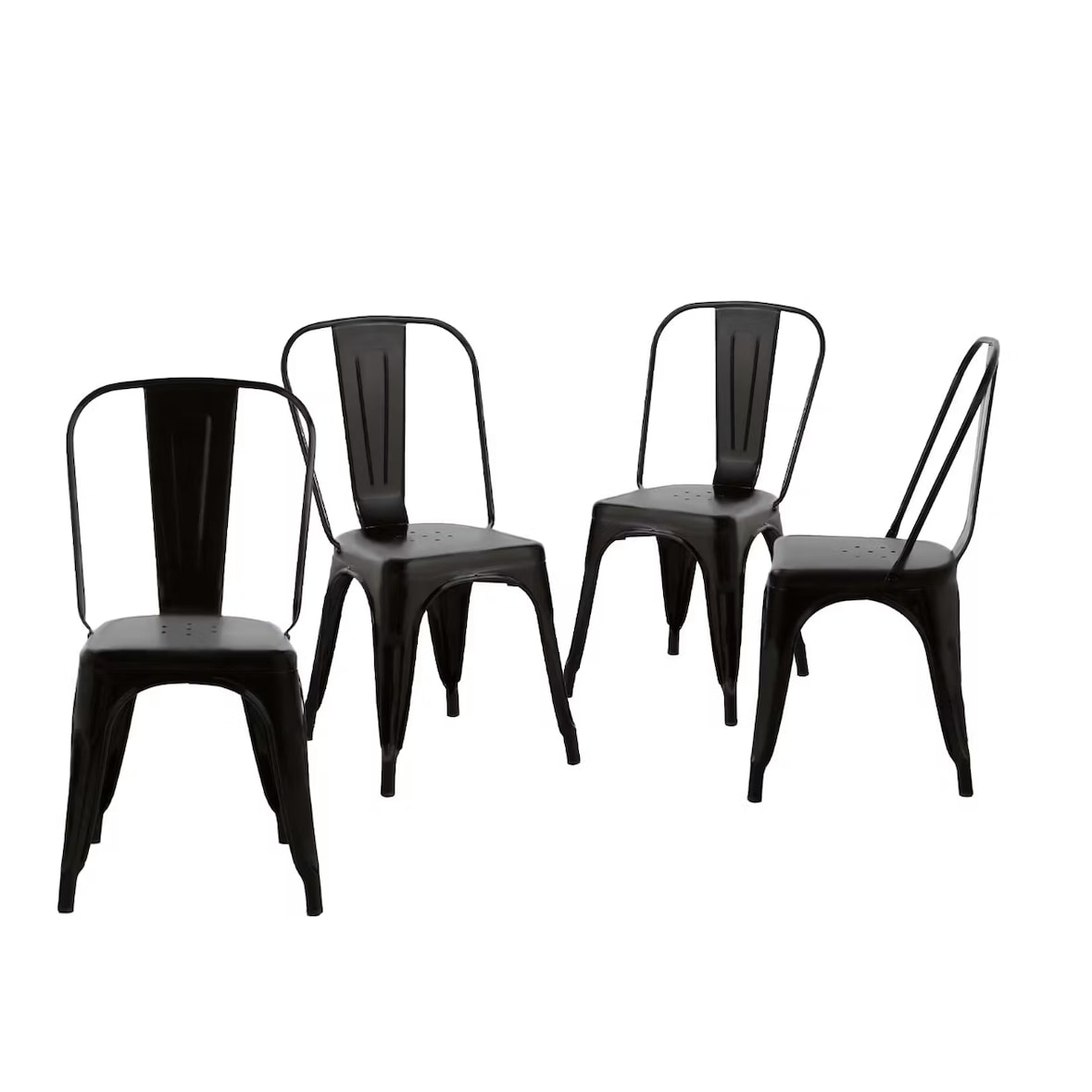 Gasfrit - Conjunto de 4 Cadeiras Industriais Strong Pretas 45x51x84,5 cm