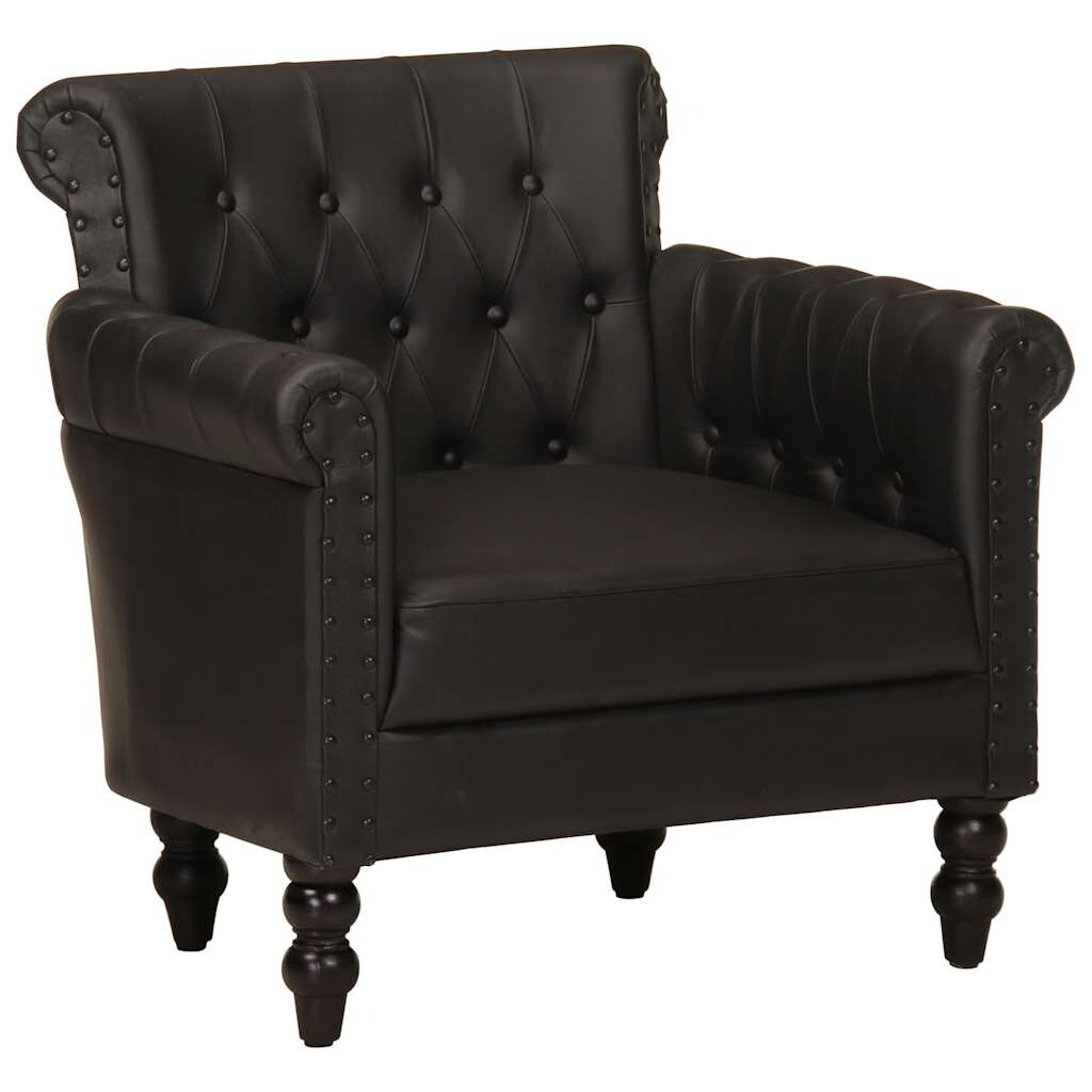 Fauteuil Noir Cuir de chèvre véritable Modèle Flavina