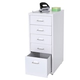 thumbnail of Décoshop26 - Caisson à tiroirs meuble de rangement bureau sur roulettes 69x28x41cm 5 tiroirs acier blanc 04_0004353