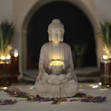 thumbnail of WellHome - Fonte de Buda cor de areia com luzes LED para áreas externas 28,5x24,5x48 cm