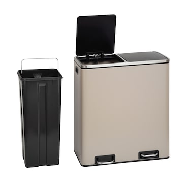 SVITA TM2X30 Silver Pedal Bin 60 Litre Waste Bin Garbage Bin Design Waste Separation Trash Basket Kitchen Order Separation System