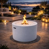 thumbnail of RODI Chimenea de bioetanol redonda blanca, brasero para uso interior y exterior, diámetro 47,5 cm