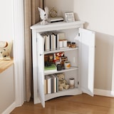 thumbnail of Merax armario esquinero 80 cm, mueble multiusos con 2 puertas y 3 niveles, MDF lacado, blanco