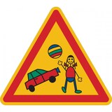 thumbnail of Grundstücksbeschilderung, Spielende Kinder - 300x0.45 mm Aluminium geprägt