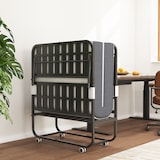 thumbnail of Klappbett 190x96 Twin Gästebett faltbar mit Komfort-Matratze, Metallrahmen, Rollen, platzsparend, mobil, hohe Belastbarkeit, Schwarz