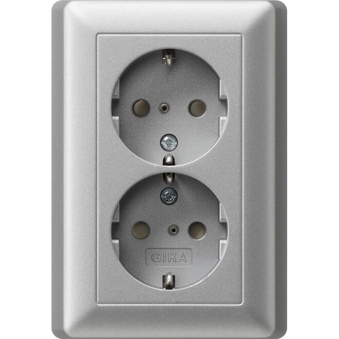 Gira Schuko-Doppelst.dose alu 078326