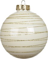 thumbnail of 3 Weihnachtskugeln Glas 8cm mit Streifen Muster Christbaumkugeln Weihnachtsbaumkugeln Christbaumschmuck Weihnachtsbaumschmuck Deko Wollweiss