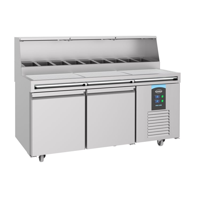 Combisteel pizzatafel met 2 deuren en 9x 1/3 GN bakken