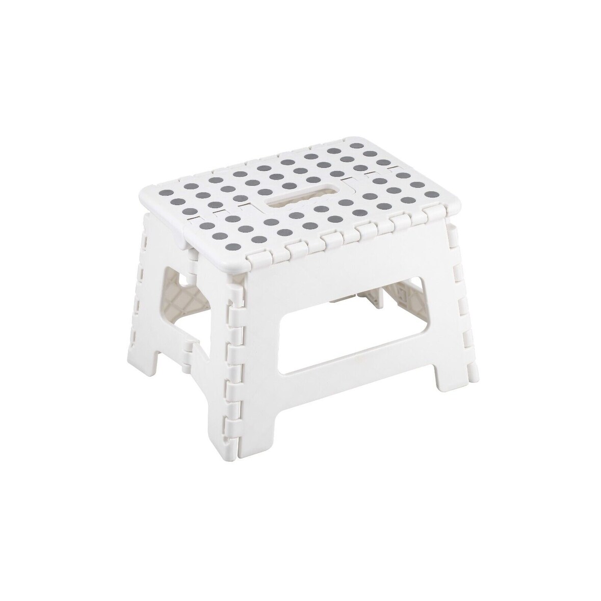 King Home Sgabello Pieghevole Clic-Clac Polipropilene 30x22x22h cm con Maniglia Bianco