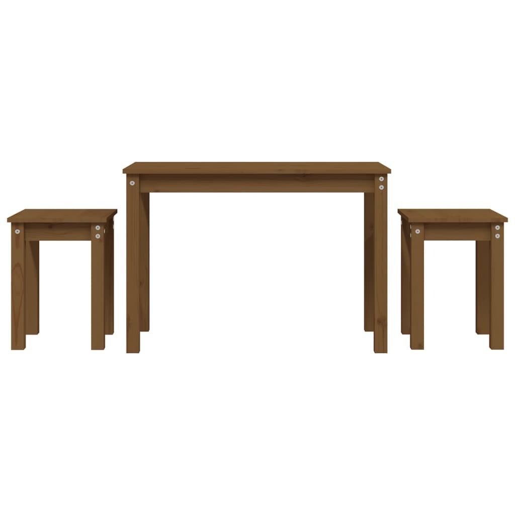 Tables gigognes 3 pcs Marron miel Bois de pin massif Modèle Soleil Zenith Prime