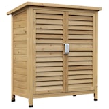 thumbnail of Outsunny Cobertizo de Almacenamiento de Madera 87x46,5x96,5 cm con 2 Estantes Interiores 2 puertas de Buena Ventilación y Techo Inclinado para Terreza