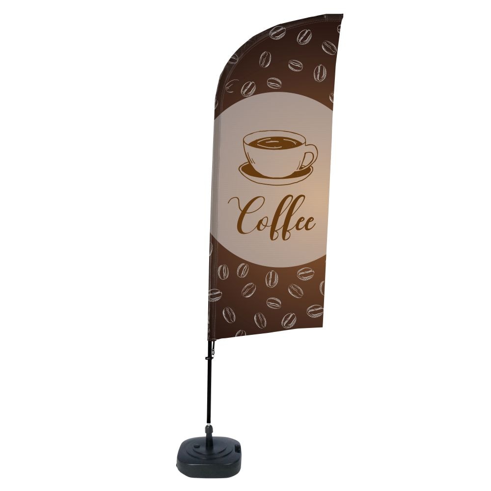 Showdown Beachflag - Komplett-Set - Coffee Englisch - Braun/Schwarz