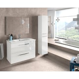 thumbnail of Dmora Mobile sottolavabo Inglewood, Mobiletto per bagno sospeso, Armadio a 2 cassetti e specchio, 80x45h57 cm, Bianco lucido