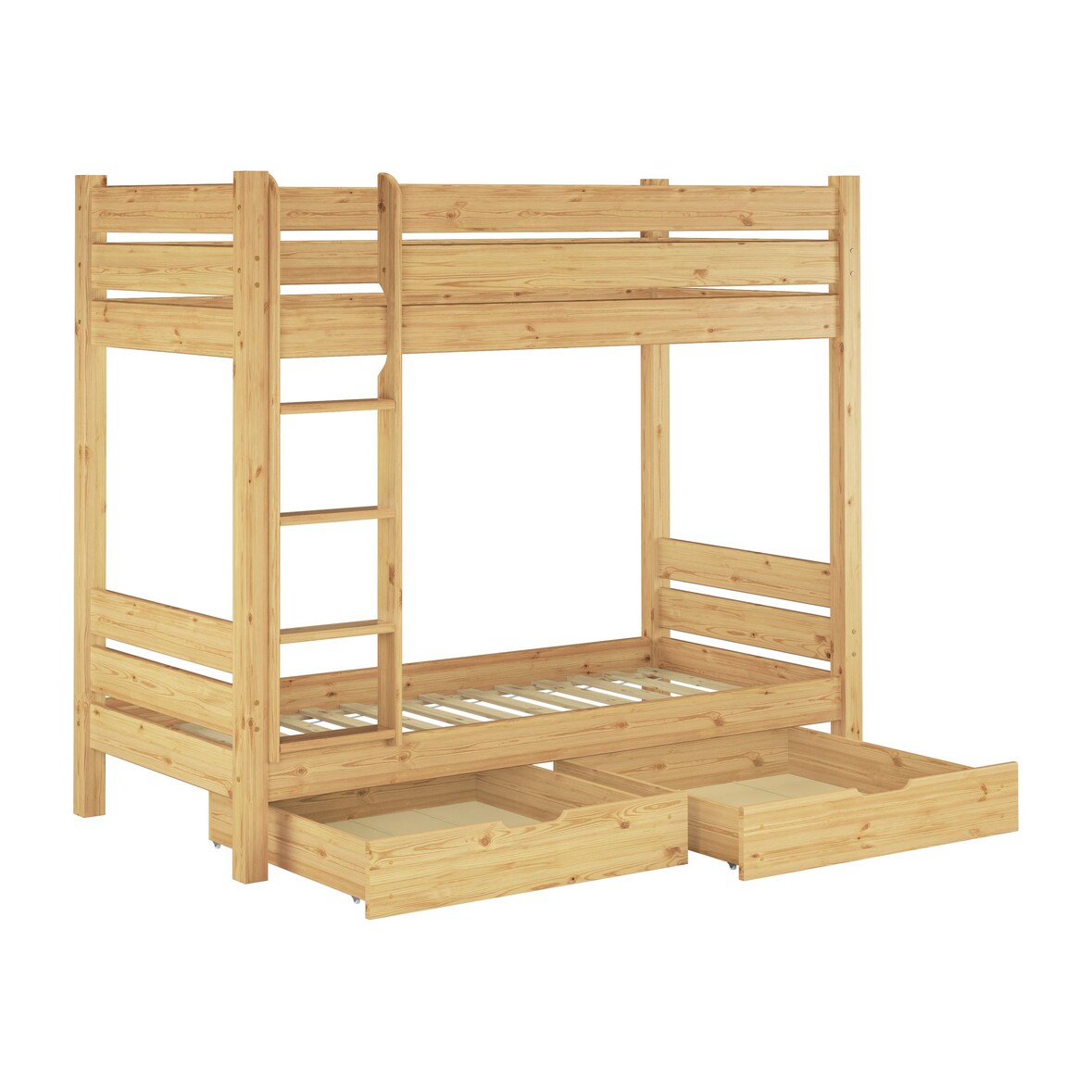 Etagenbett für Erwachsene Kiefer 90x200 Hochbett teilbar Rollrost Bettkästen 60.16-09 T80S2