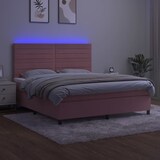 thumbnail of vidaXL Boxspringbett mit Matratze & LED Rosa 180x200 cm Samt