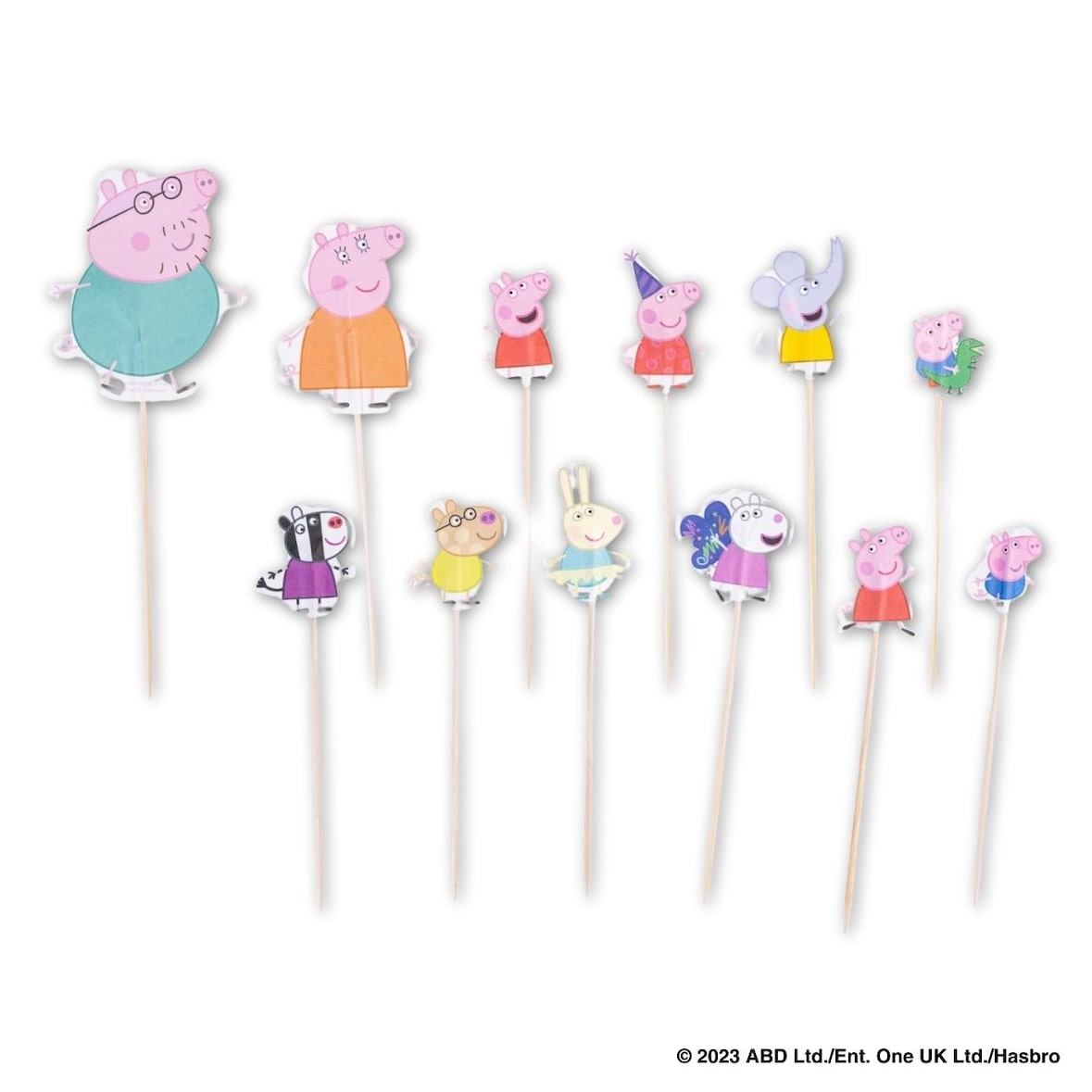 Set van 24 versierde houten prikkers voor feestjes en verjaardagen Dr. Oetker Peppa Pig