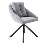 thumbnail of Drehstuhl Esszimmerstuhl Samt Grau 2er Set 79x59x65 cm mit Rollen ergonomischer Sitzschale Metallgestell modern komfortabel belastbar bis 150 kg