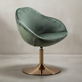 thumbnail of Loungesessel: Bequem, Drehfunktion, Trompetenfuß, 360° drehbar, Samtbezug, Polyester. Grün, 70x70x79 cm | Kadima Design