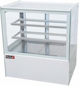 thumbnail of Romux® Kühlvitrine für Konditorei Quadratisch Tischgerät 2 Böden Weiß 350 Liter Umluftkühlung | Kühlvitrine Gerade Glasscheiben