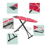 thumbnail of Relaxdays Bügelbrett für Dampfbügeleisen, 110 x 33 cm, höhenverstellbar, klappbar, Kleiderablagen, Bügeltisch, rot