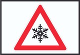 thumbnail of Achtung Frost Schnee Eis Symbol Schild A4 Rückseite selbstklebend