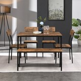 thumbnail of Esstisch Set 6 Personen mit Stühlen und Bank, Rustikal, MDF und Stahlrahmen, Modern, Platzsparend, 110x70x75, braun