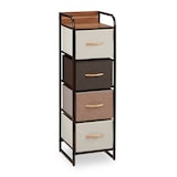 thumbnail of Relaxdays Schubladenschrank, 4 Stoff Fächer, schmal, mit Griffen, Ablage, Nischenschrank HBT 99,5 x 31 x 31,5 cm, braun