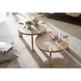 thumbnail of Design Couchtisch 2er Set Mango Massivholz Wohnzimmertisch Hell, Satztisch Holztisch Rund Beistelltisch, Tischset 2-teilig Kaffeetisch
