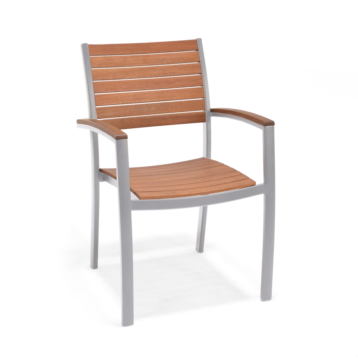 METRO PROFESSIONAL Stapelbare stoel met volledig beklede armleuningen Lynx, aluminium/eucalyptus, zilver